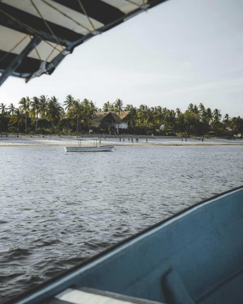 Zanzibar beach with white sand and clear turquoise water in Tanzania tropical island