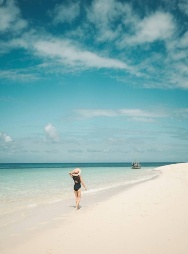 Zanzibar white sand beach with turquoise water