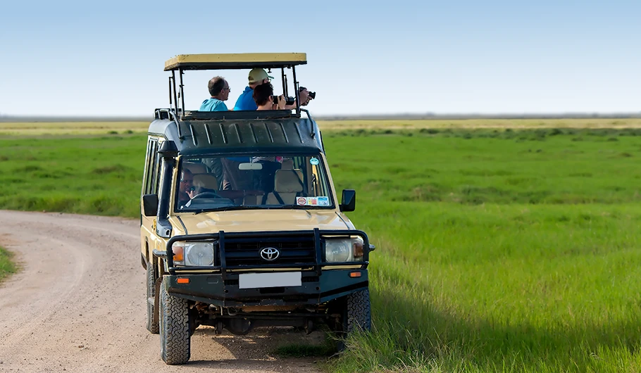Safari vehicle during a Tanzania safari game drive for wildlife photography