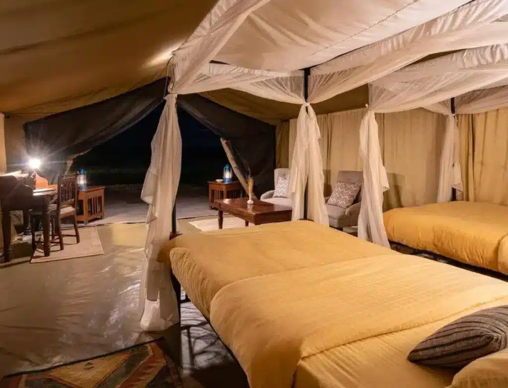 Serengeti Woodlands Camp tent interior cozy safari accommodation Serengeti Tanzania