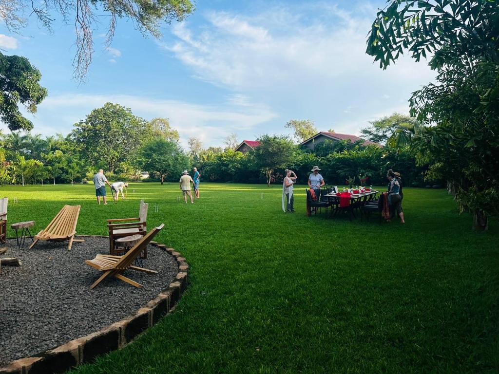 Lush green gardens at Tulivu Kilimanjaro Retreat near Mount Kilimanjaro