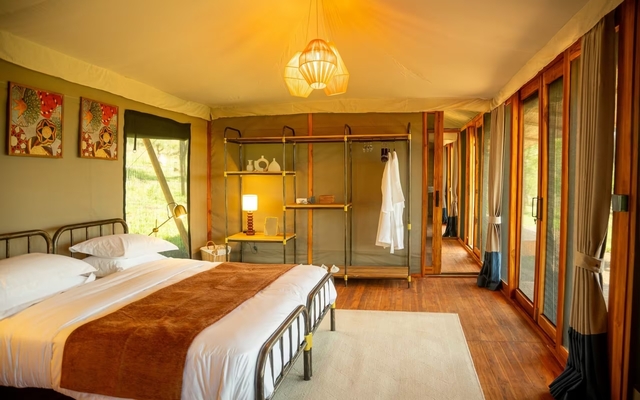 Luwela Camp tent interior comfortable safari stay in Tanzania