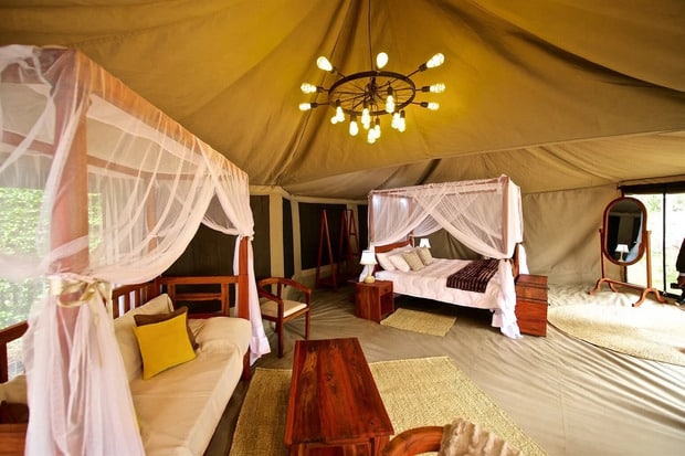 Safari tent interior Serengeti